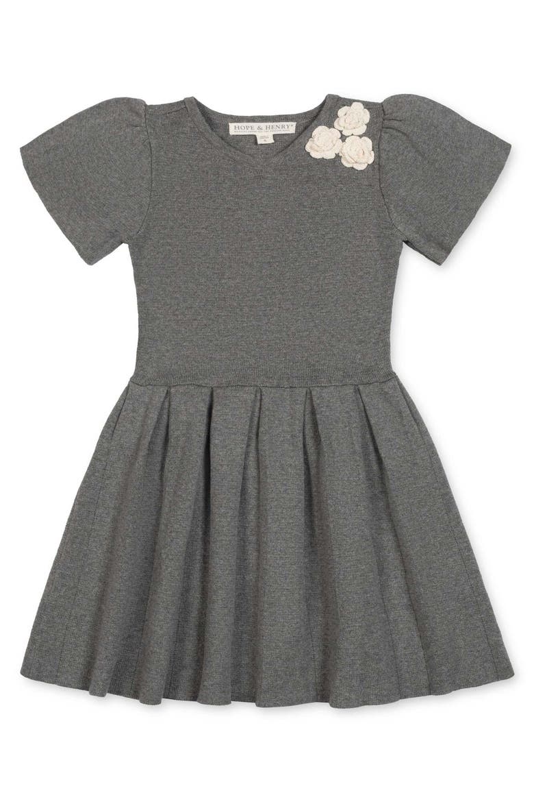 Kids' Organic Pleated Sweater Dress, Main, color, Dark Gray Heather