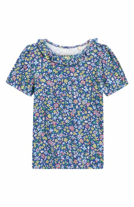 Mini Boden Kids' Short Sleeve Ruffle Pointelle Top