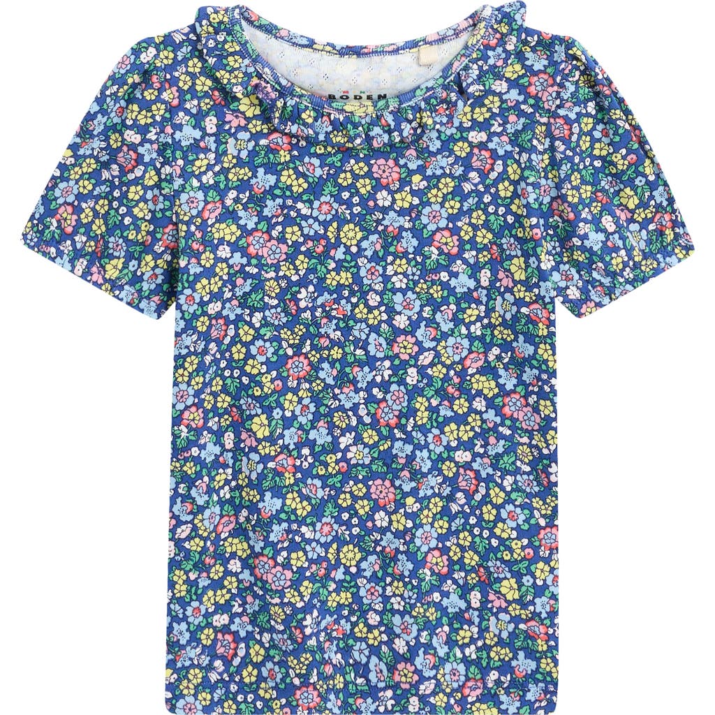 Mini Boden Kids' Short Sleeve Ruffle Pointelle Top