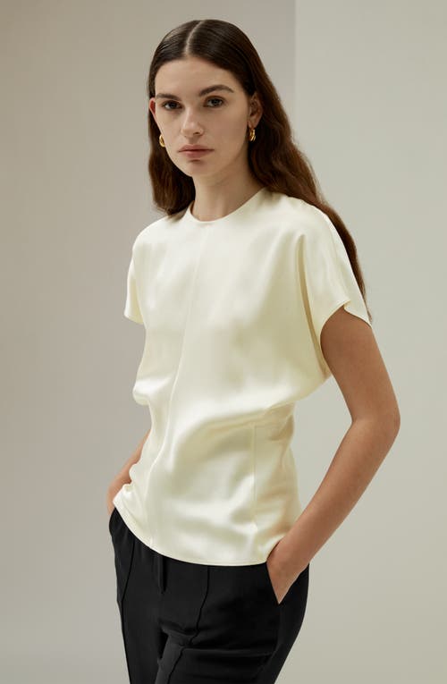 Lilysilk Short Batwing Sleeve Silk Contour Top In Neutral
