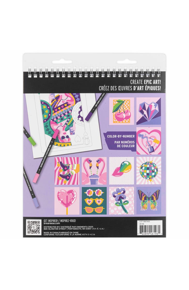 Brea Reese Vivid Marker Color By Number Kit, Queen of Hearts, 5 Markers, Alternate, color, Multicolored