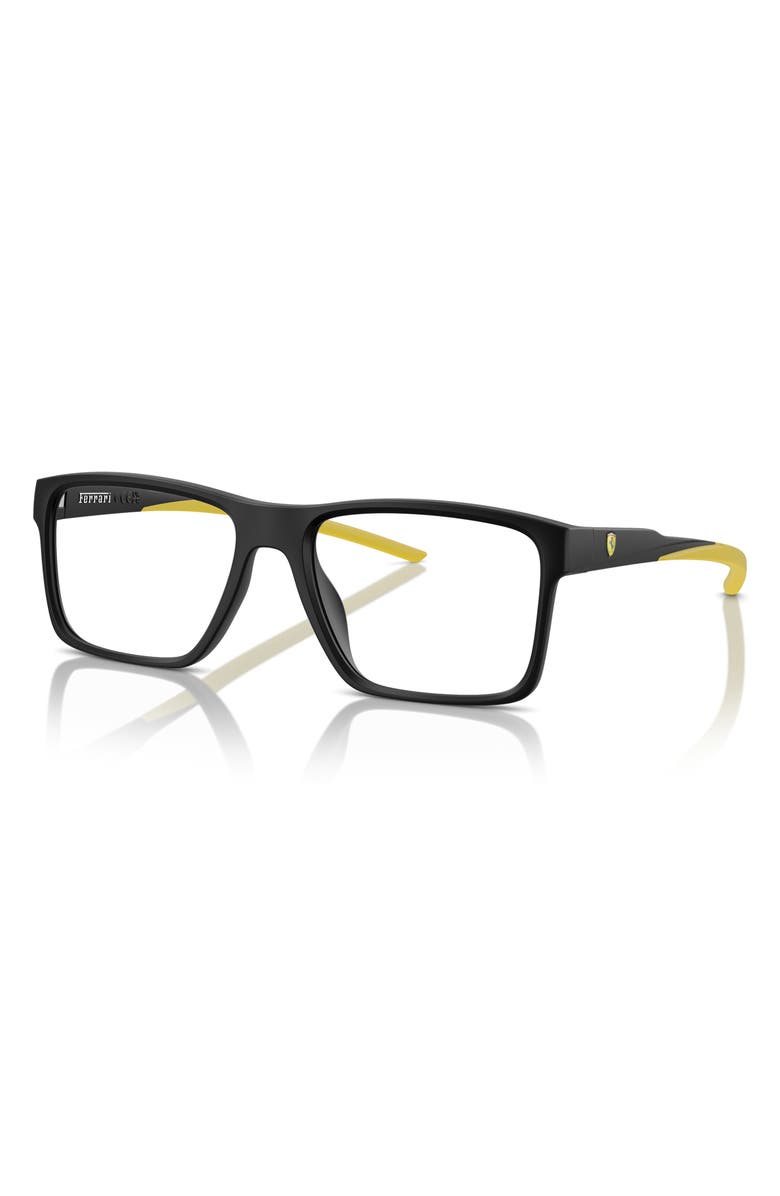 Scuderia Ferrari 56mm Rectangle Optical Glasses, Alternate, color, Matte Black / Demo Lens