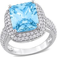 DELMAR Silver-Tone Cushion Cut CZ Ring