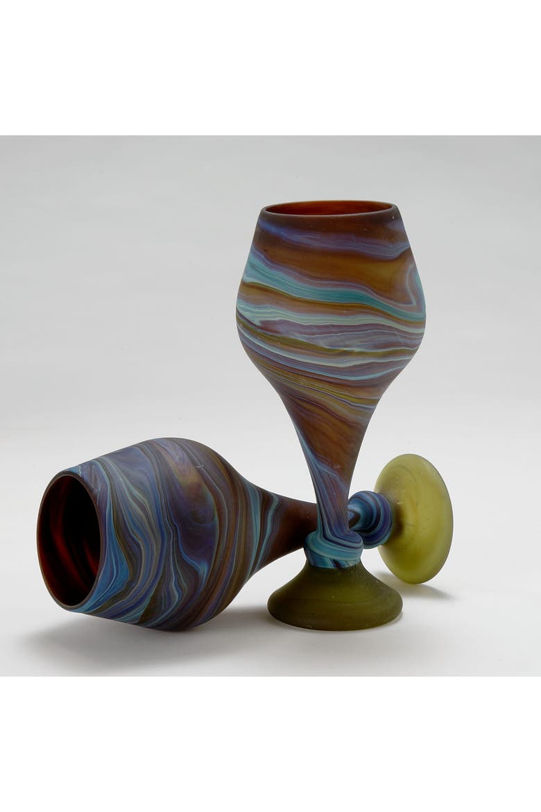 Phoenician Glass Goblet, Alternate, color, Teal