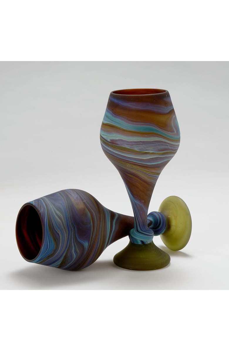 Ten Thousand Villages Phoenician Glass Goblet, Alternate, color, Teal