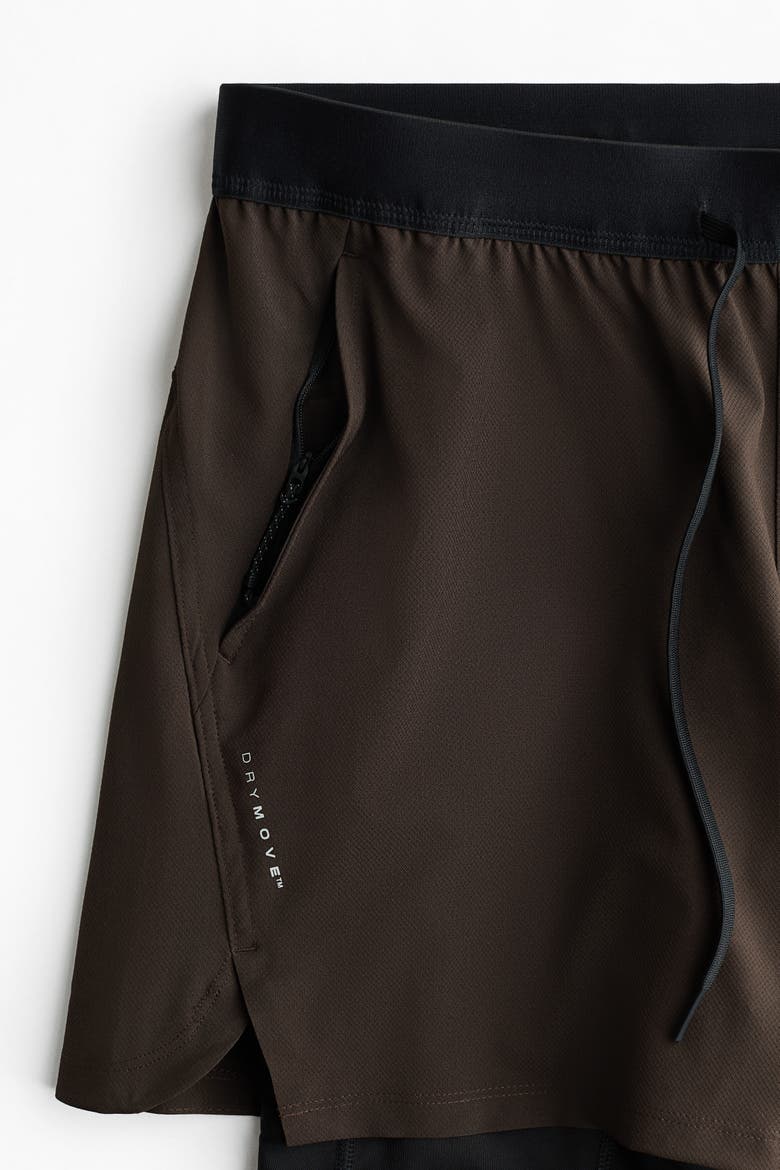 Double-layered Sports Shorts With Drymove, Alternate, color, Brown