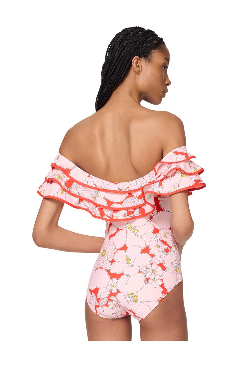 Kate Spade New York Ruffle One Piece, Alternate, color, Goji Berry