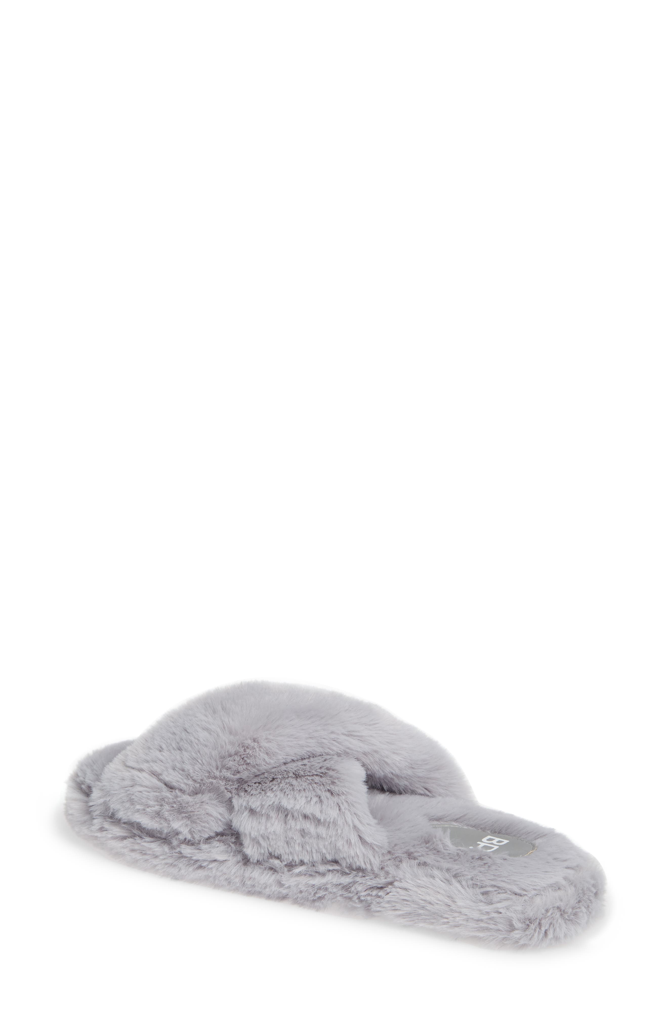 Giaa Faux Fur Slipper, Alternate, color, CHARCOAL FAUX FUR
