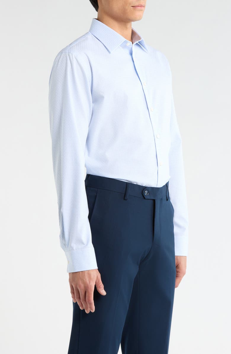 Nordstrom Trim Fit Jocko Check Premium Non Iron Cotton Dress Shirt, Alternate, color, Blue Jocko Pat