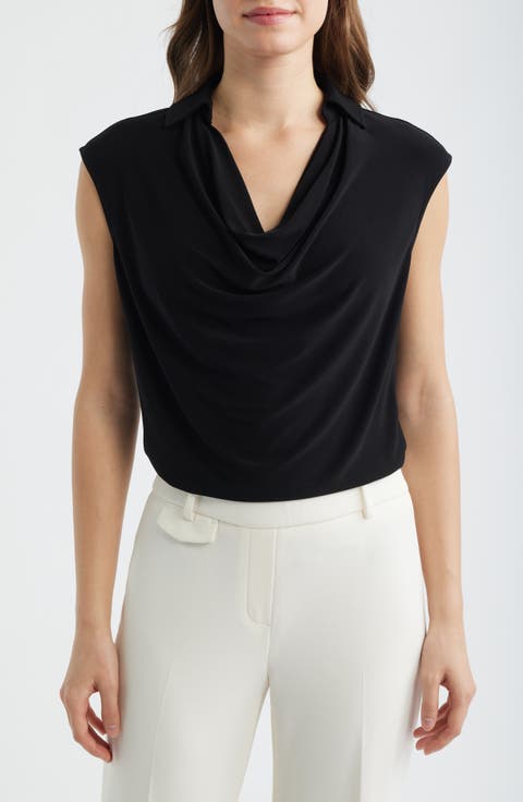 Cowl Neck Extended Shoulder Top