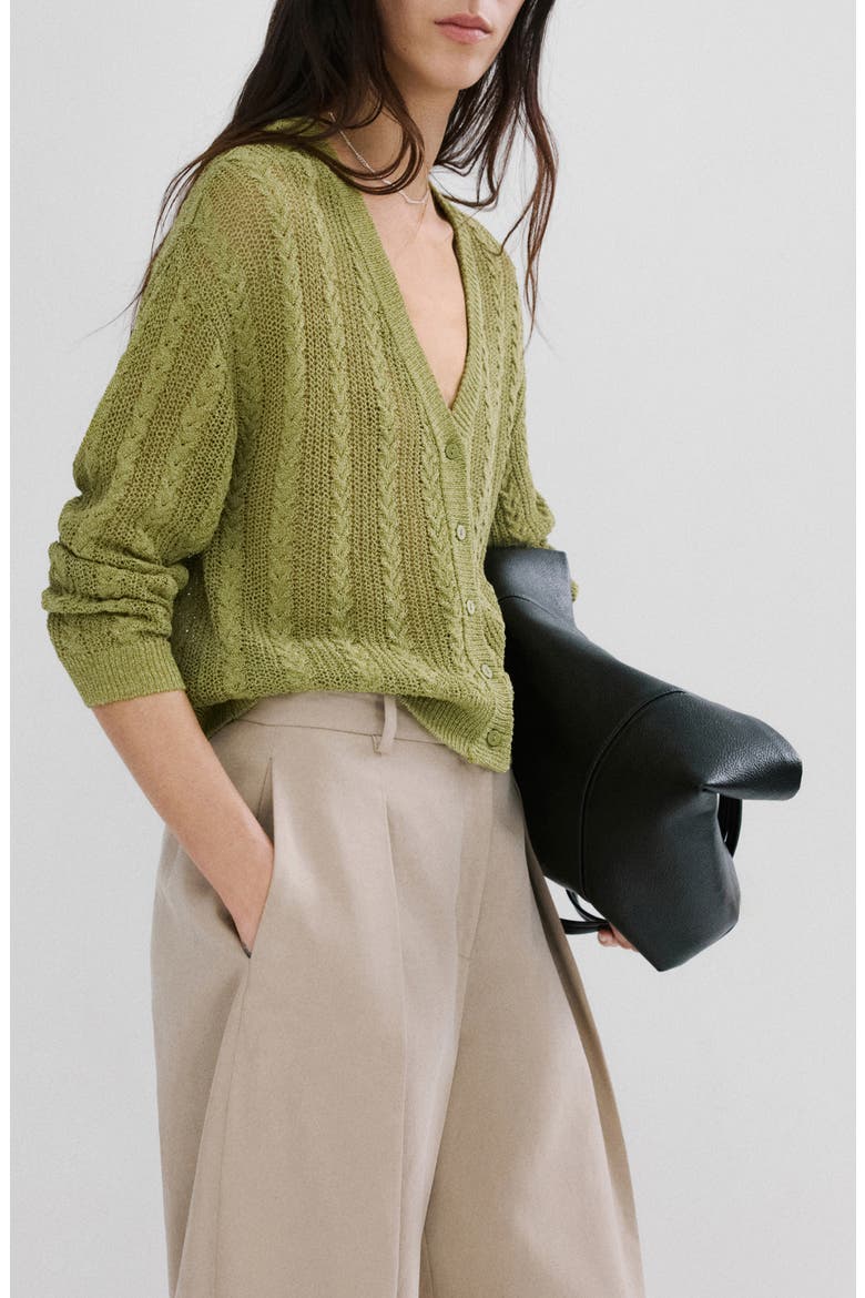Braided Cardigan, Main, color, GREEN