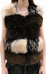 AZALEA WANG Vail Mixed Faux Fur Vest