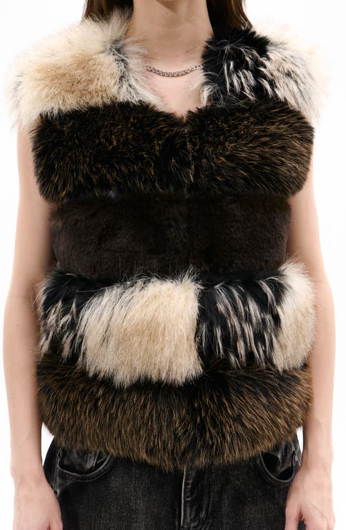 Azalea Wang Vail Mixed Faux Fur Vest In Brown