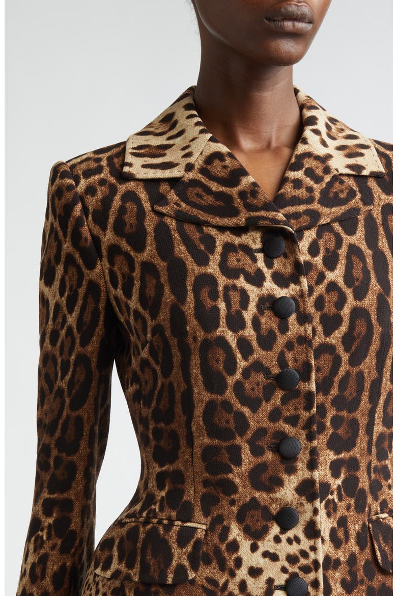 Leopard Print Single Breasted Wool Crepe Jacket, Alternate, color, LEO NEW