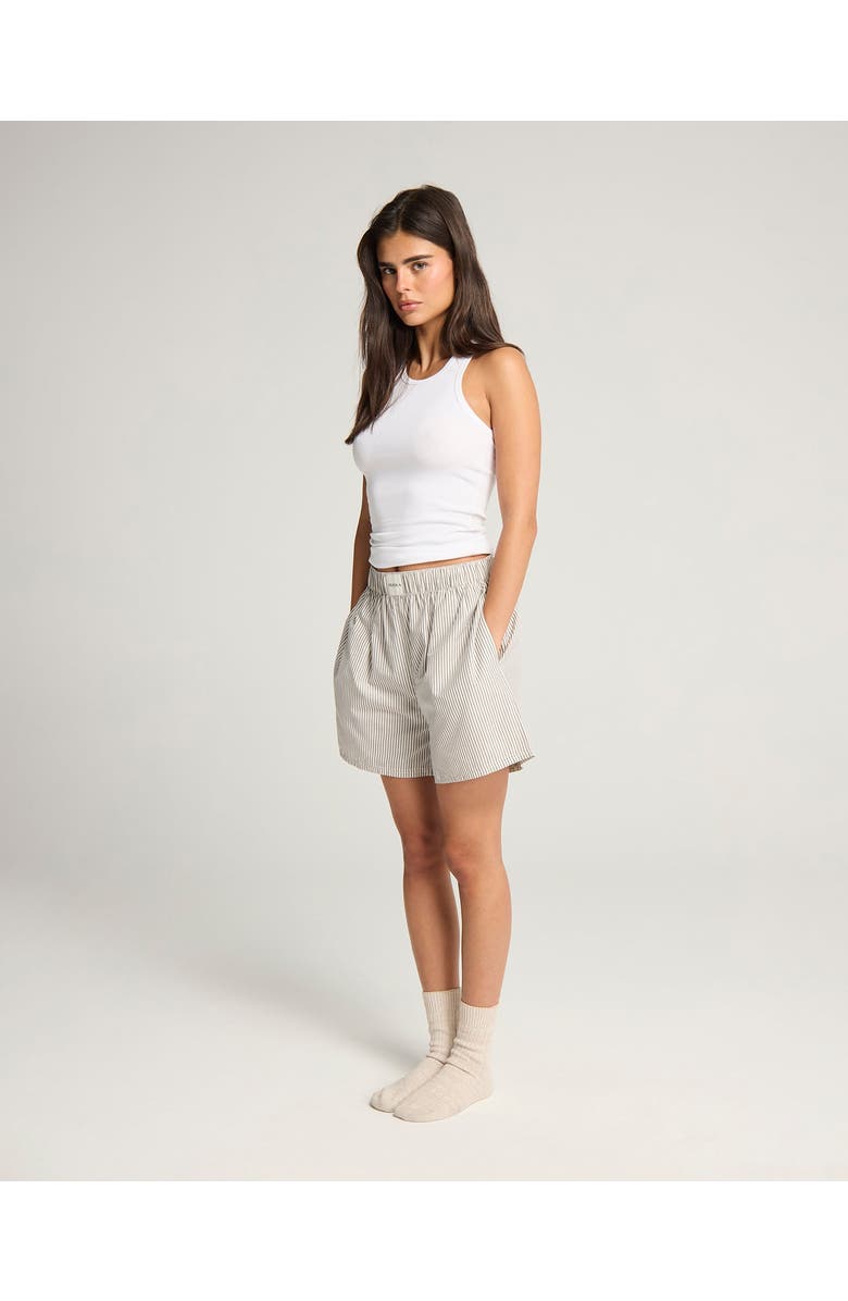 Nudea The Short PJ Set, Alternate, color, Dove Grey Stripe