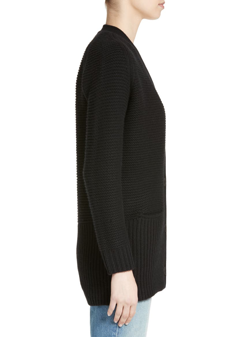 Wool & Cashmere Long V-Neck Cardigan, Alternate, color, BLACK