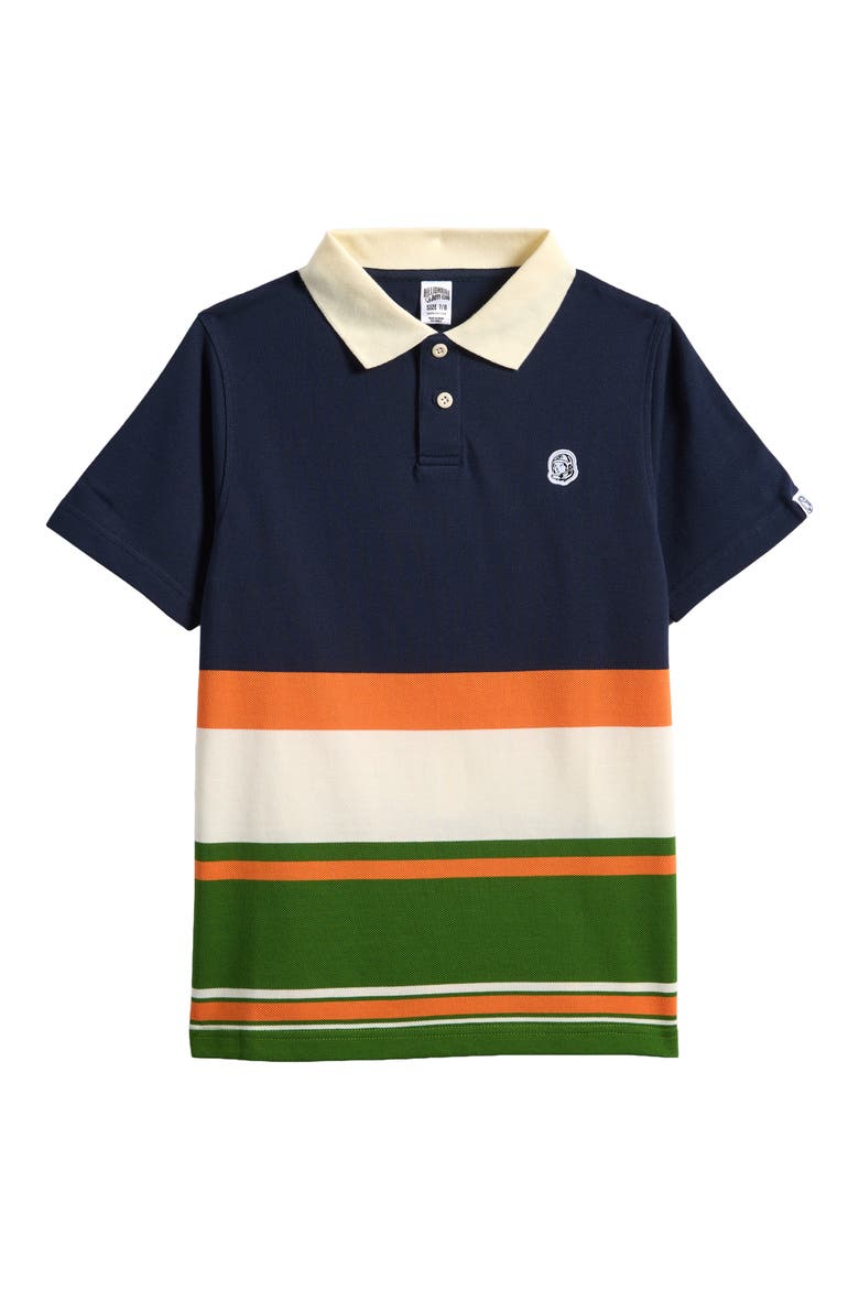 Kids' Runner Striped Cotton Piqué Polo, Main, color, NAVY BLAZER