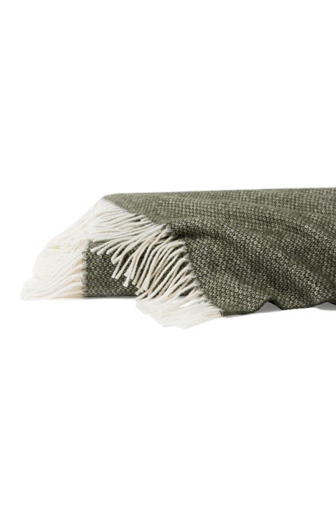 Cervino Fringe Trim Wool & Cashmere Throw Blanket