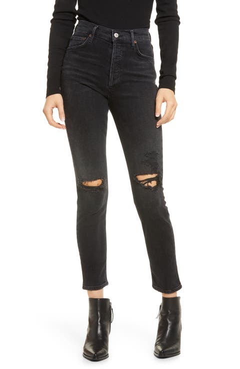 Nico Distressed High Waist Skinny Ankle Jeans (Cassette)