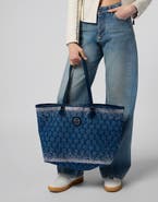 PHILIPP PLEIN Denim Shopper Bag Monogram Strass Women