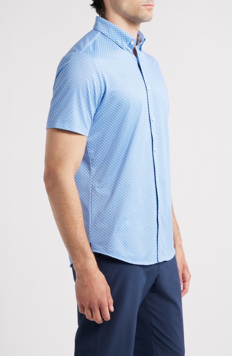 Mizzen+Main Halyard Trim Fit Dot Short Sleeve Button-Up Shirt, Alternate, color, Provence Enlarged Dot