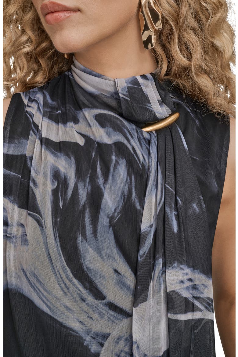 Mock Neck Chiffon Sleeveless Top, Alternate, color, BLACK/ VAPOR MULTI