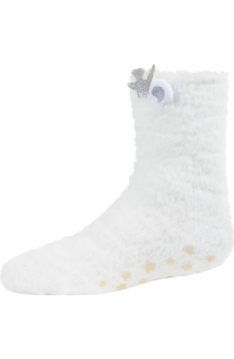 MeMoi Polar Bear Fuzzy Mid-Cut Socks, Main, color, White
