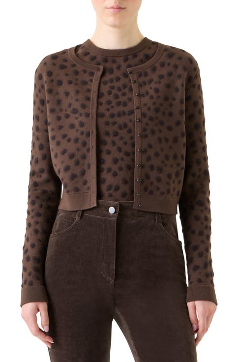 Abstract Dot Stretch Virgin Wool Cardigan