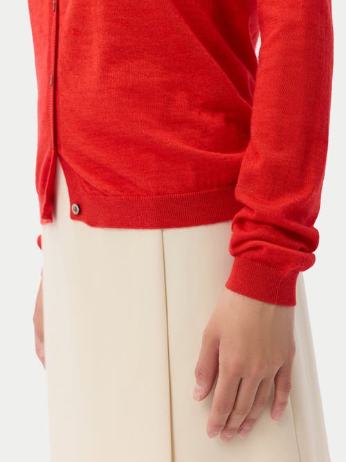 Gobi Mongolian Cashmere Cashmere-silk Crew Neck Cardigan In Red