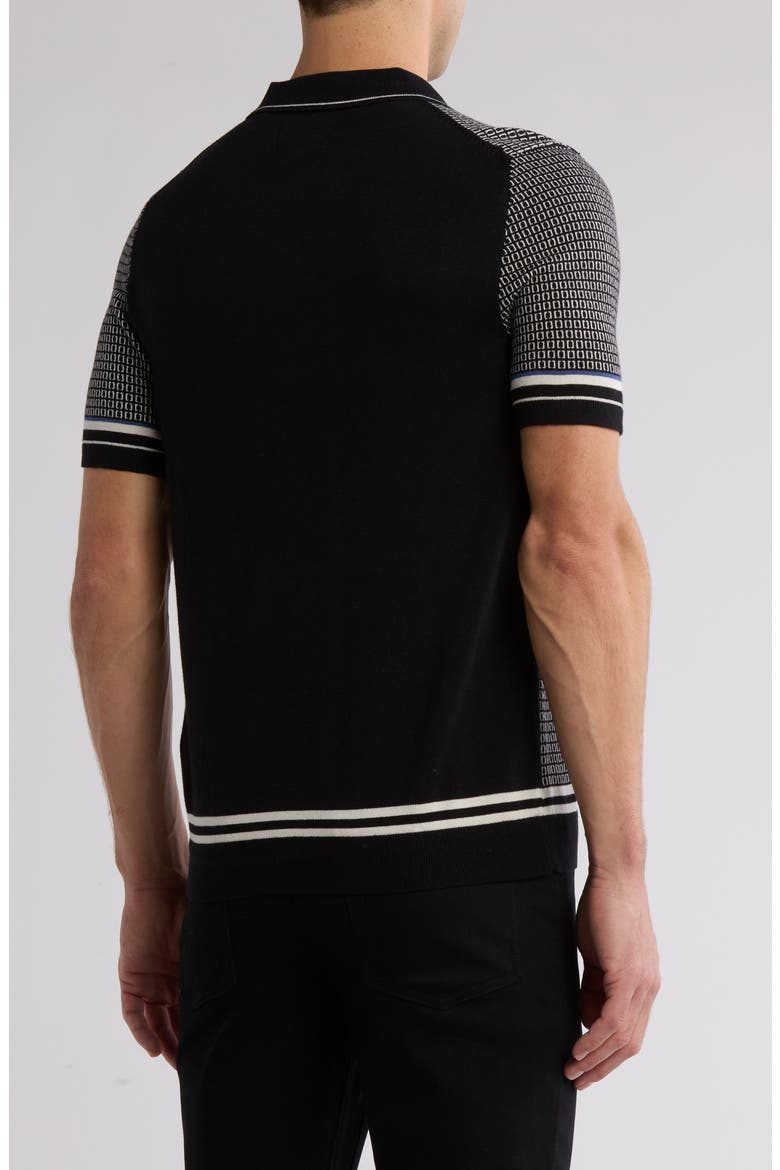 Button Front Knit Shirt, Alternate, color, BLACK