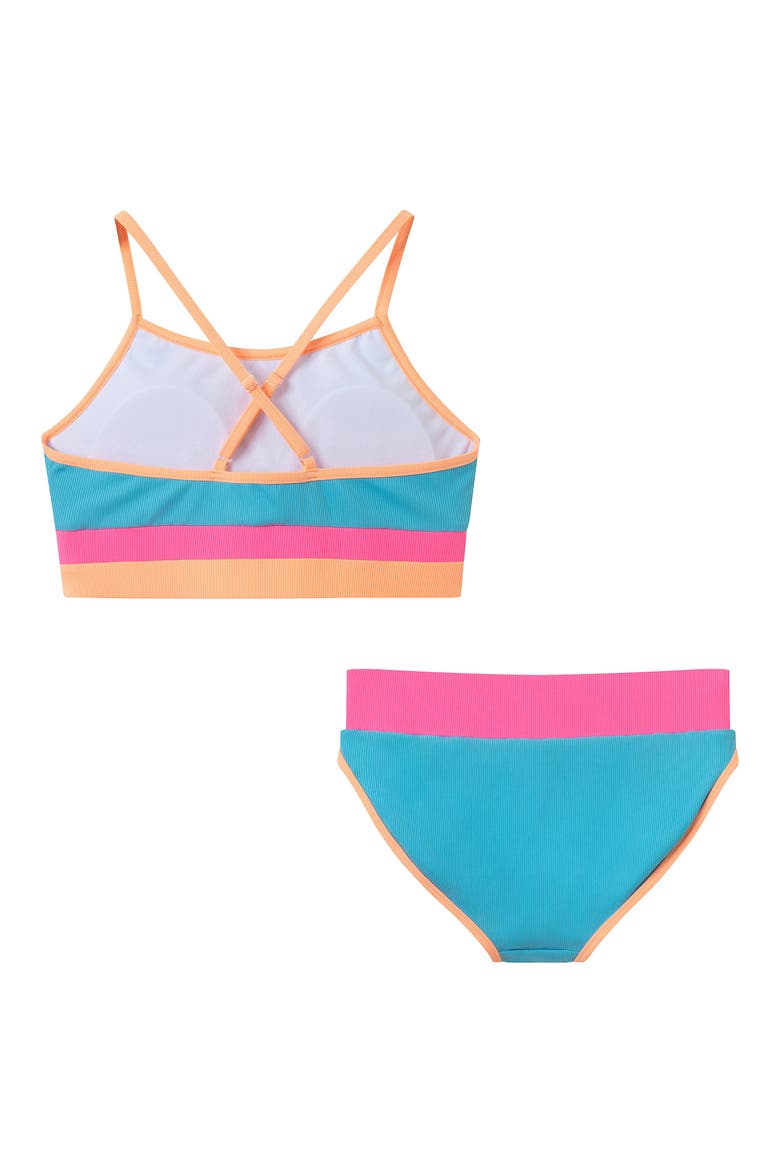 Kids' Rib Colorblock Two-Piece Swimsuit, Alternate, color, BLUE CLRBL