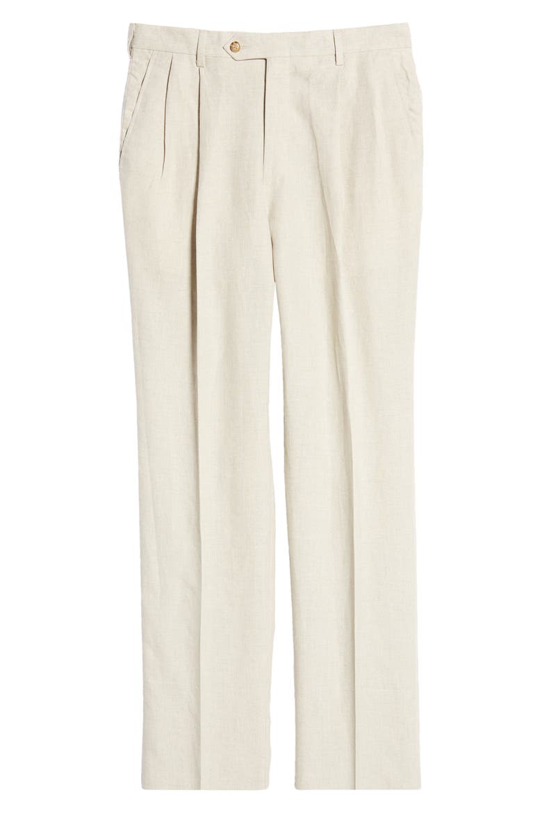 Pleat Front Linen Pants, Alternate, color, NATURAL