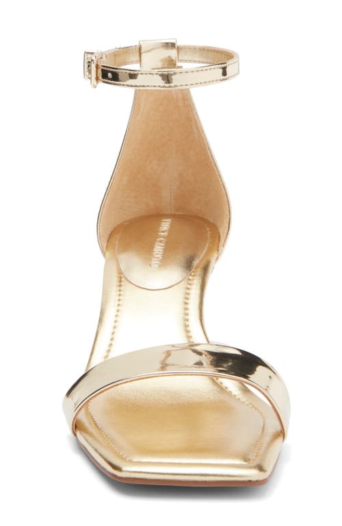 Vince Camuto Vinkely Square Toe Kitten Heel Sandal In Egyptian Gold Patent