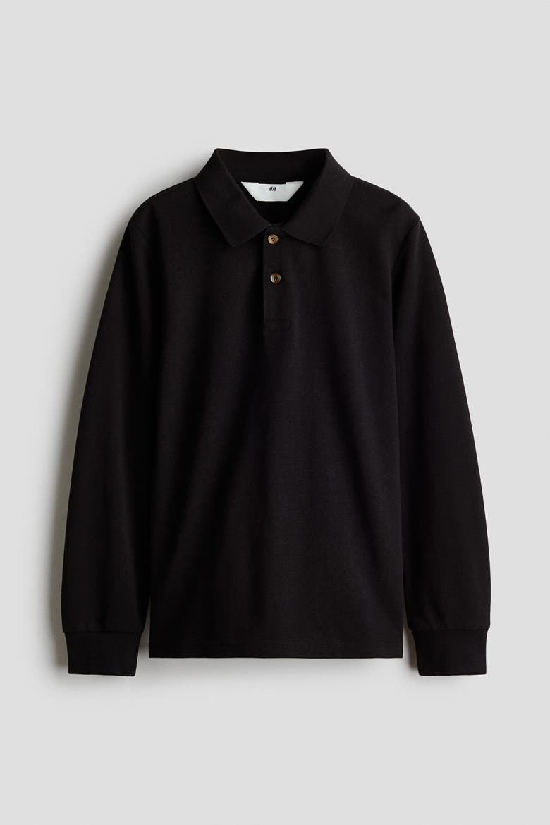 Cotton Piqué Polo Shirt, Main, color, Black