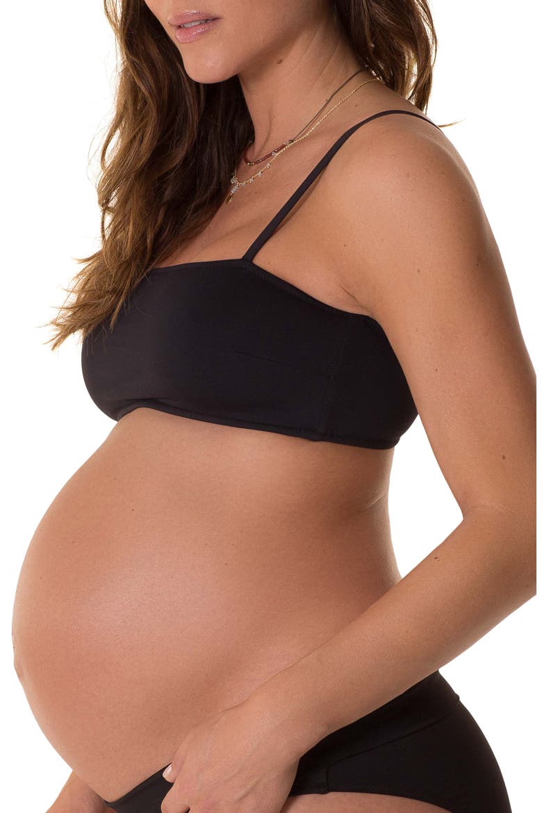 Ana Bandeau Maternity Bikini Top, Alternate, color, BLACK