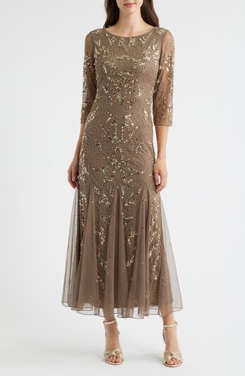 Pisarro Nights Illusion Sleeve Beaded A-Line Gown in Jbs Smoke at Nordstrom, Size 2 Pisarro Nights Illusion Sleeve Beaded A-Line Gown in Jbs Smoke at Nordstrom, Size 2