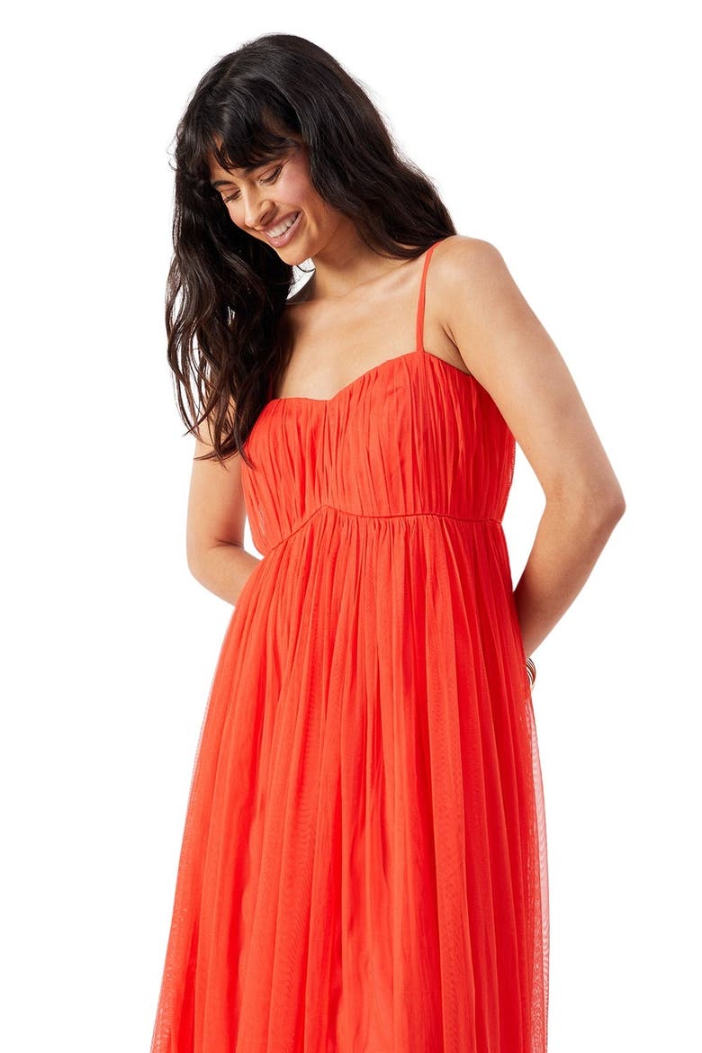Tulle Strappy Bandeau Maxi Dress, Alternate, color, Red