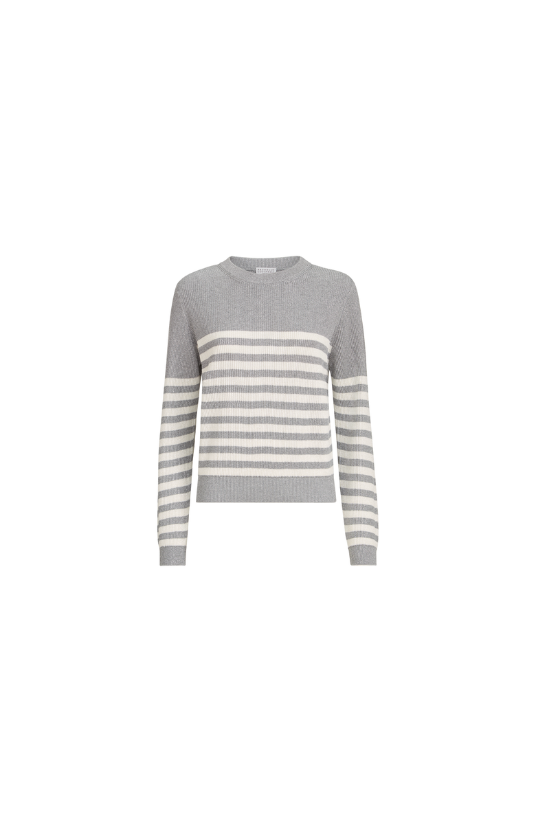 Brunello Cucinelli Cotton Sparkling yarn sweater, Alternate, color, Silver