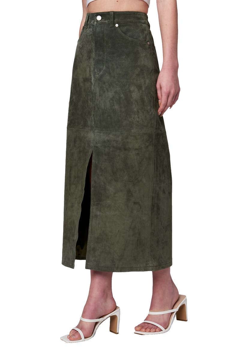 Suede Maxi Skirt, Alternate, color, HUNTER