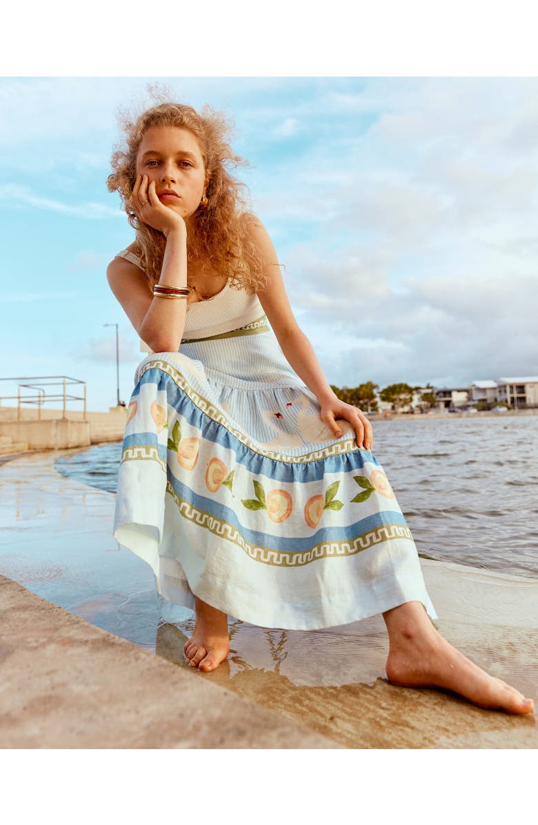 SMWR. By The Somewhere Co Swan Lake Tiered Maxi Skirt, Alternate, color, Light Blue