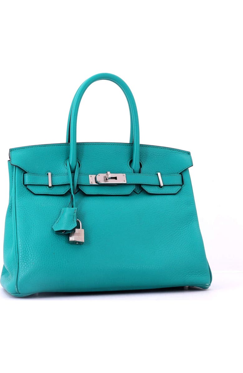 Pre-Owned Hermes Birkin Handbag Blue Clemence with Palladium Hardware 30, Alternate, color, Bleu Paon