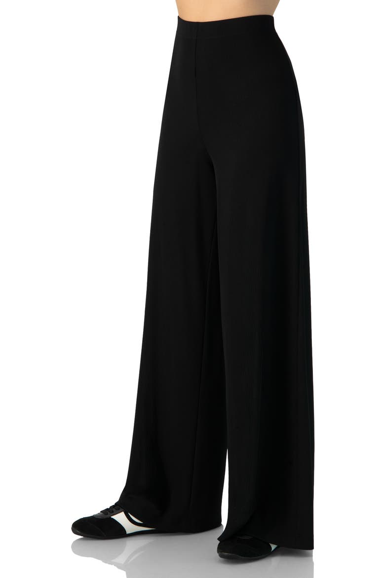 Ribbed Wide-Leg Culotte Pants, Alternate, color, Black