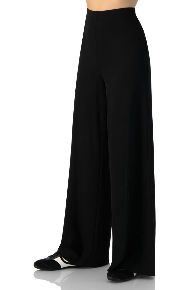 IVONNE Ribbed Wide-Leg Culotte Pants, Alternate, color, Black