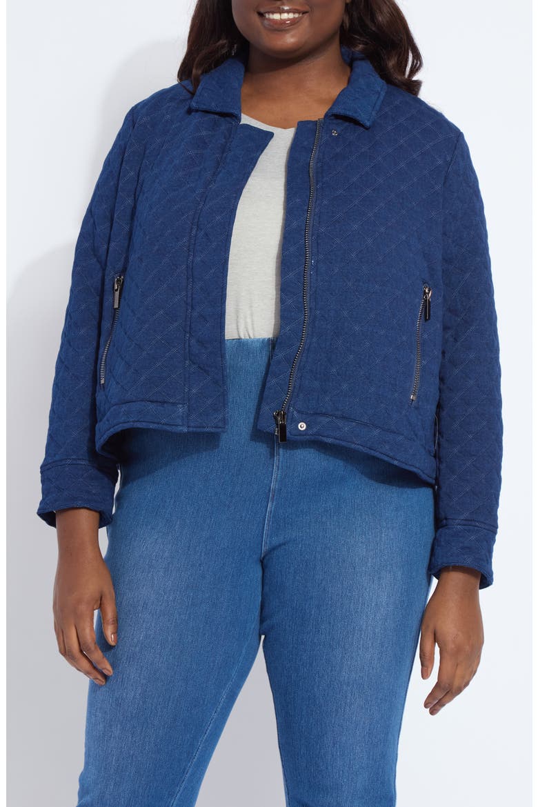Elora Quilted Jersey Jacket, Alternate, color, INDIGO