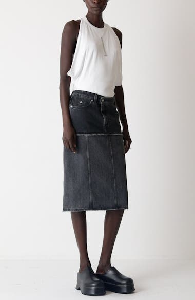 【関税&送料込】Alexander Mcqueen Two-Tone Denim Skirt Alexander McQueen Two-tone black denim skirt | TheDoubleF
