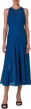 Akris punto Dot Guipure Lace A-Line Midi Dress