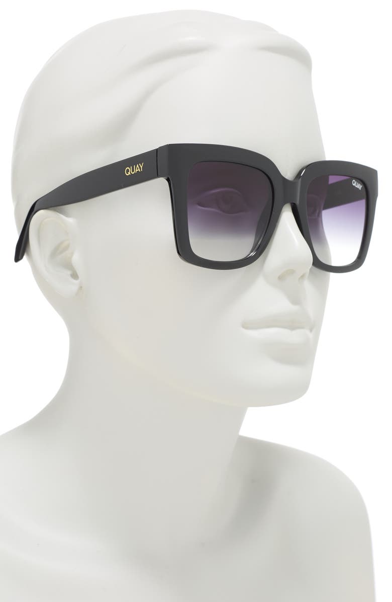 QUAY Icy 52mm Gradient Square Sunglasses, Alternate, color, Black Fade