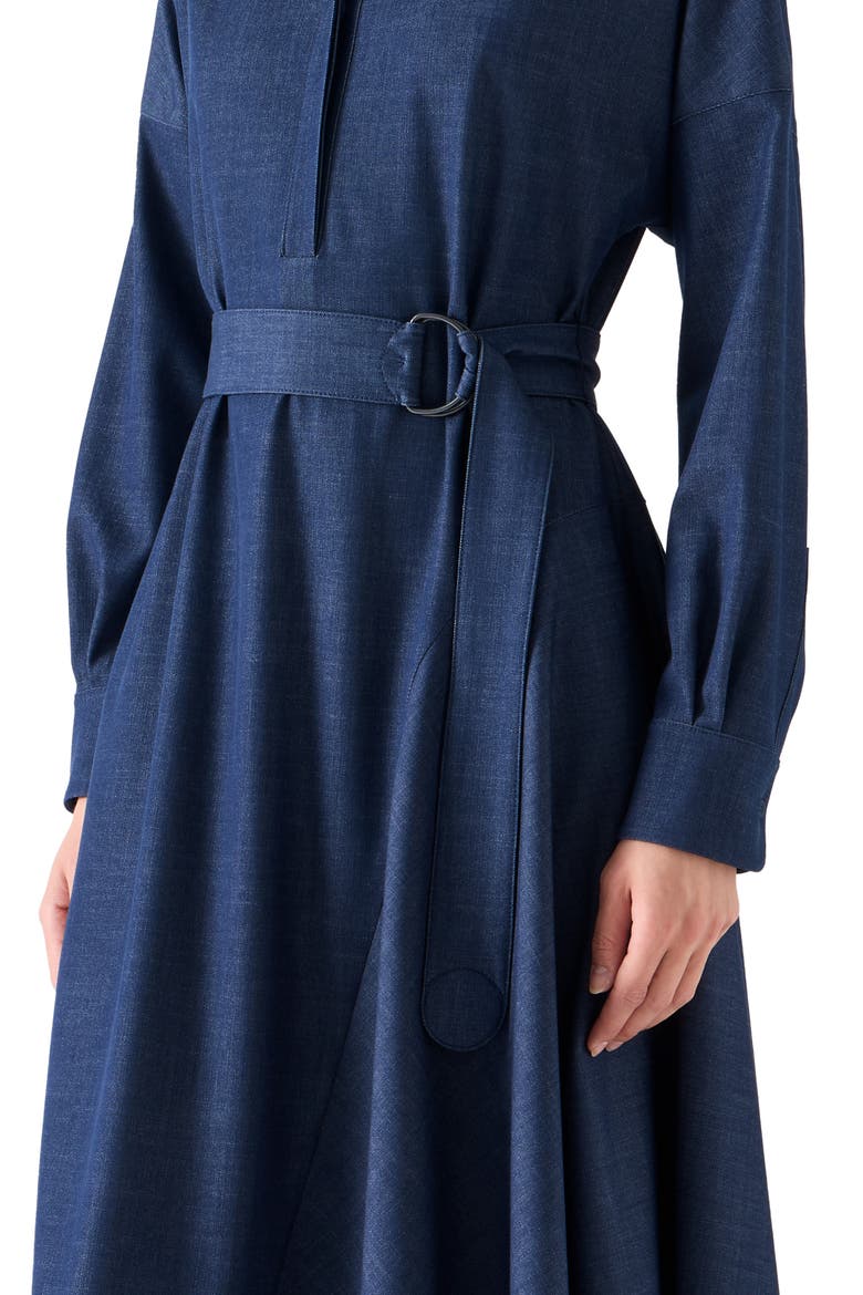 Fluid Techno Long Sleeve Cotton Denim Shirtdress, Alternate, color, NAVY