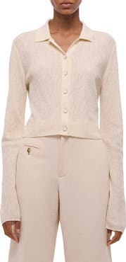 Helmut Lang Raw Edge Linen Blend Cardigan