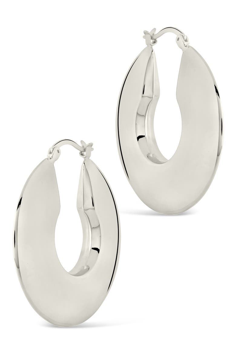 Paige Flat Tube Hoop Earrings, Alternate, color, SILVER